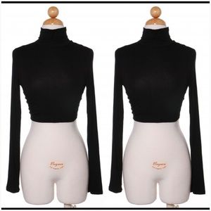 Black Turtleneck Crop Top